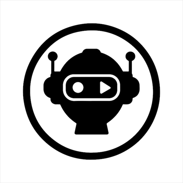 Icono de la cara del robot Icono del rostro del robot Diseño del icono vectorial de la silueta del rostro