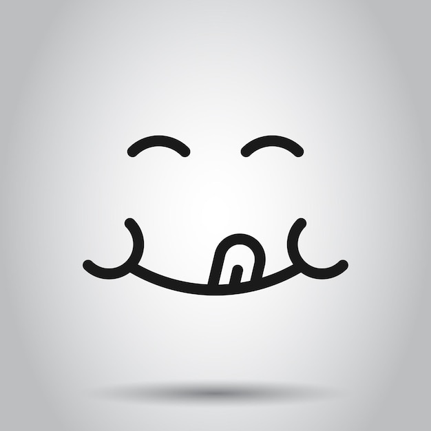 Icono de cara sonriente en estilo plano Ilustración vectorial de emoticón de lengua en un fondo aislado Concepto comercial de personaje divertido