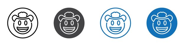 Icono de cara de vaquero Signo del logotipo en contorno de línea delgada