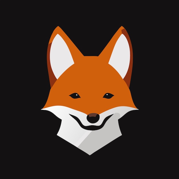 Icono de cara de zorro Retrato de un perro rojo en un fondo negro Zorro rojo en una ilustración vectorial negra