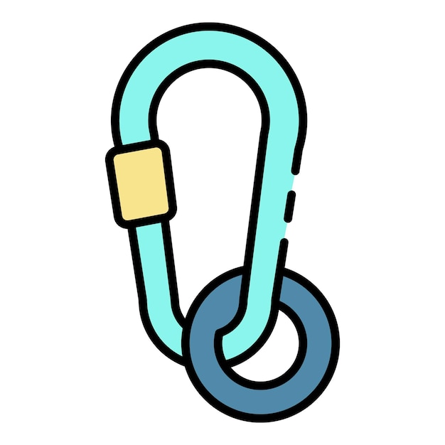 Icono de carabina de metal Contorno de icono de vector de carabina de metal color plano aislado en blanco