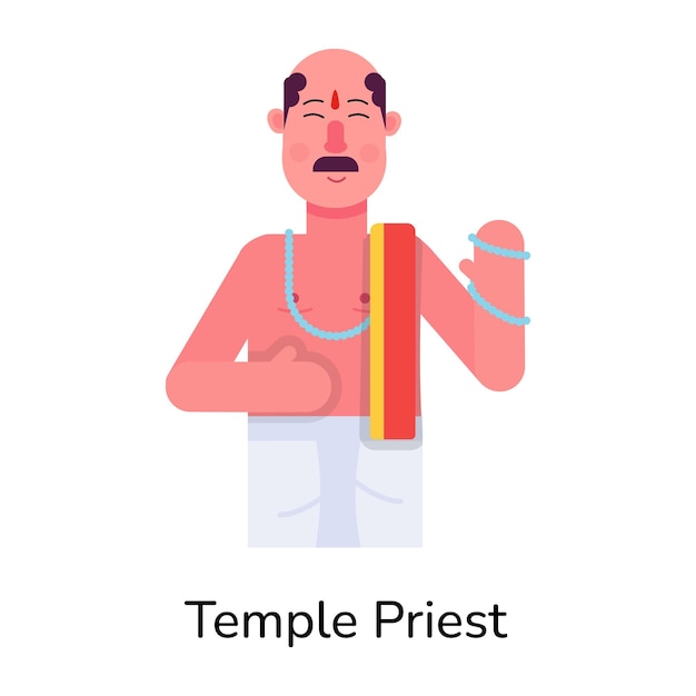 Vector un ícono de carácter plano del sacerdote del templo