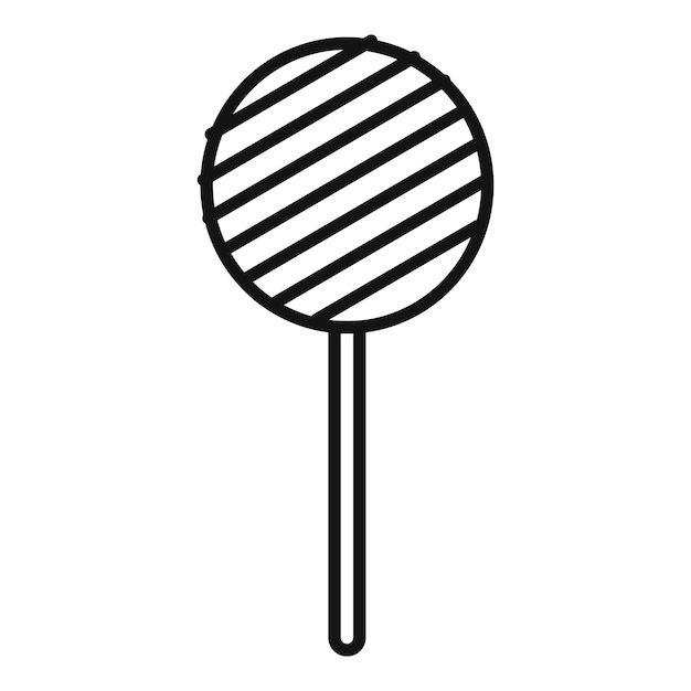 Icono de caramelo de piruleta a rayas redondas que muestra azúcar y sabor dulce