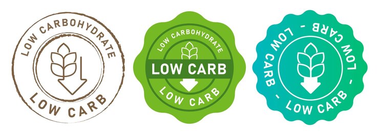 Vector icono de carbohidratos bajos en carbohidratos de diseño de alimentos dietéticos símbolo de grano de trigo y flecha hacia abajo más abajo