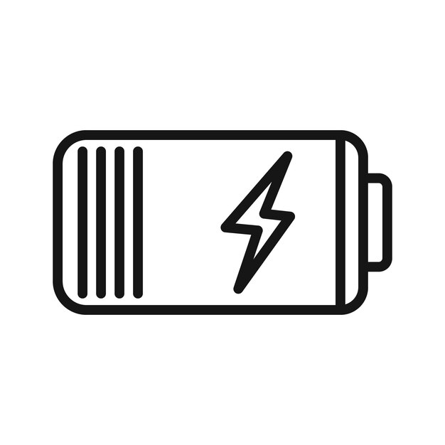 Icono de carga de la batería Logo de vector de arte de línea negra