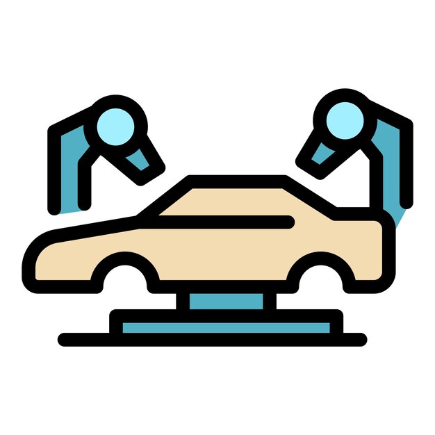 El icono de carga de la impresora de automóviles es un vector de contorno Imprime el vehículo Futuro motor de color plano