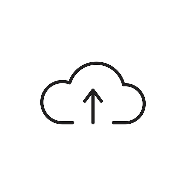 Icono de carga en la nube Arte plano en blanco y negro aislado