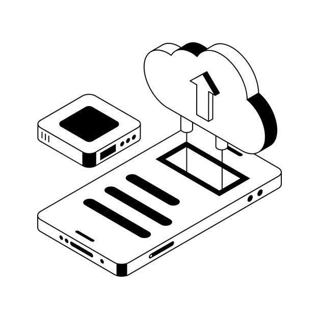 Icono de carga en la nube diseñado creativamente en estilo isométrico