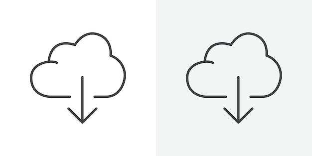 Ícono de carga en la nube Signo vectorial de contorno