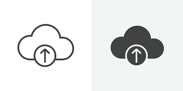 Ícono de carga en la nube Signo vectorial de contorno