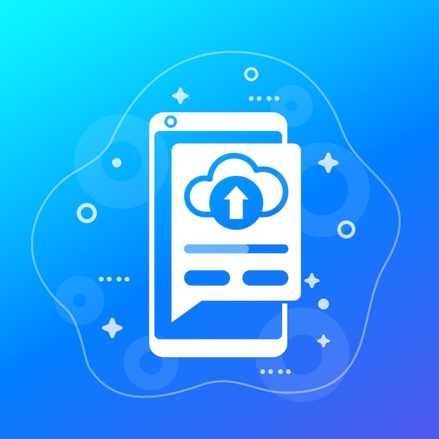 Icono de carga en la nube con un teléfono inteligente