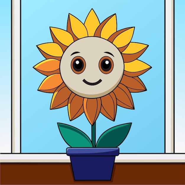 Vector icono de caricatura dibujado a mano en estilo mandala de girasol concepto de ilustración aislada