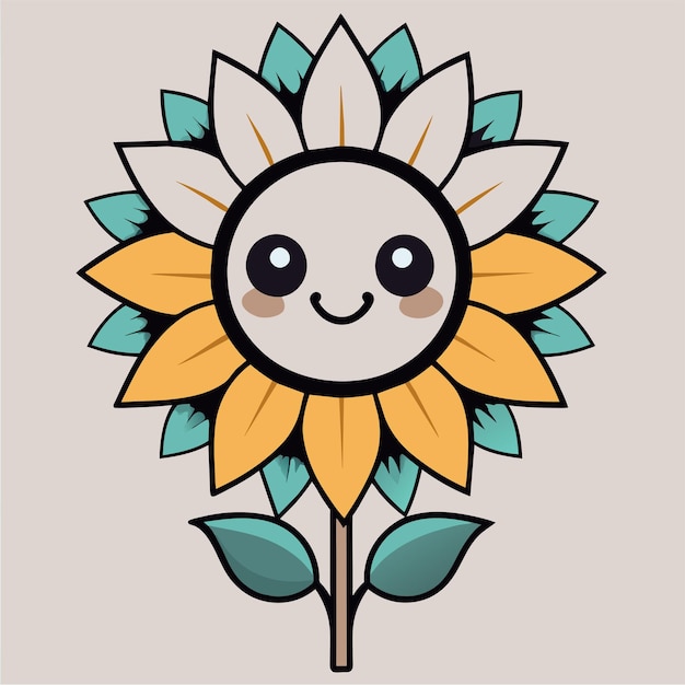 Vector icono de caricatura dibujado a mano en estilo mandala de girasol concepto de ilustración aislada