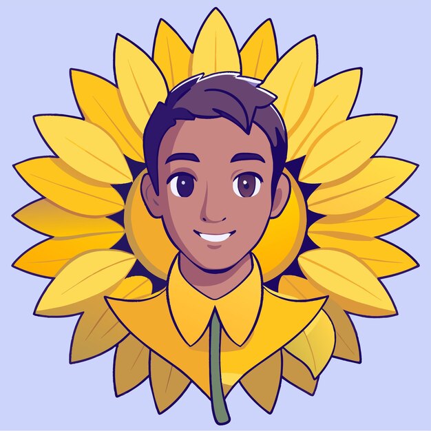 Vector icono de caricatura dibujado a mano en estilo mandala de girasol concepto de ilustración aislada