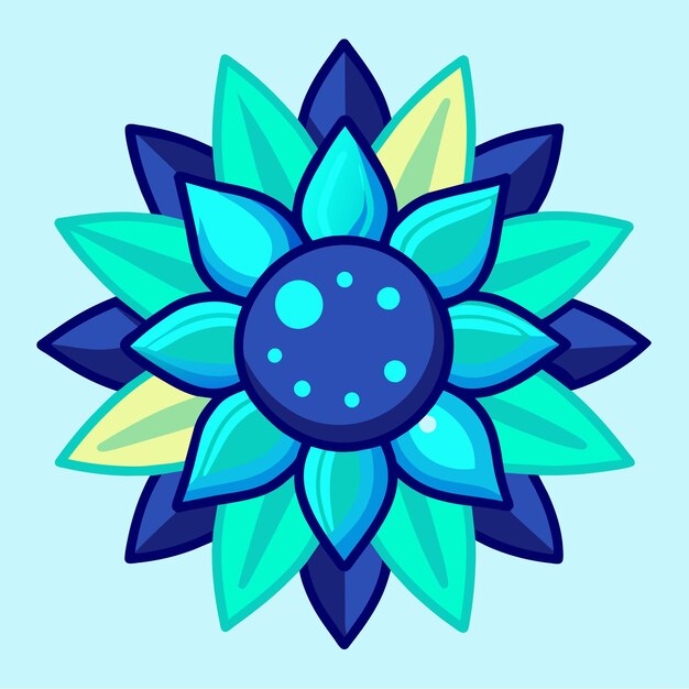 Icono de caricatura dibujado a mano en estilo mandala de girasol concepto de ilustración aislada