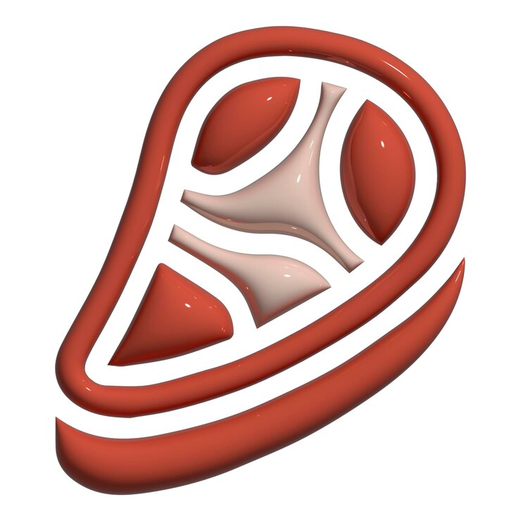 Icono de carne asada cortada en estilo 3D