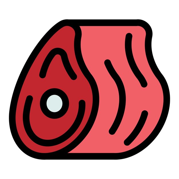 Icono de carne Contorno del icono del vector de carne Color plano aislado