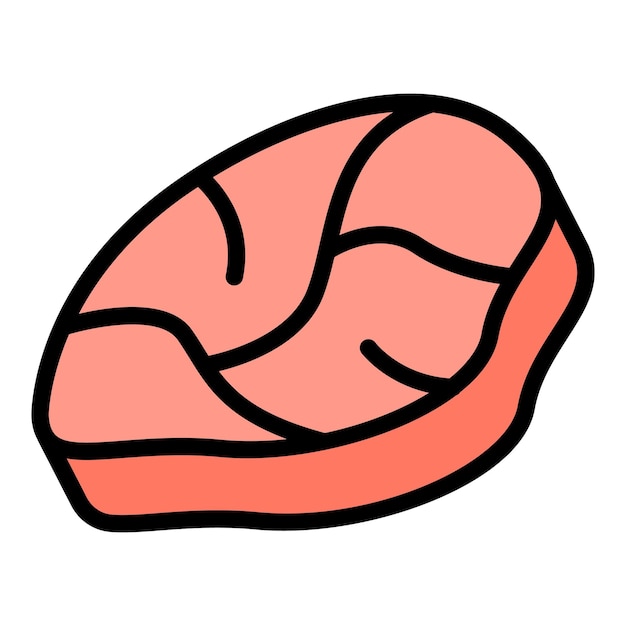 Icono de carne cruda vector de contorno cerdo cordero jamón color de comida plano