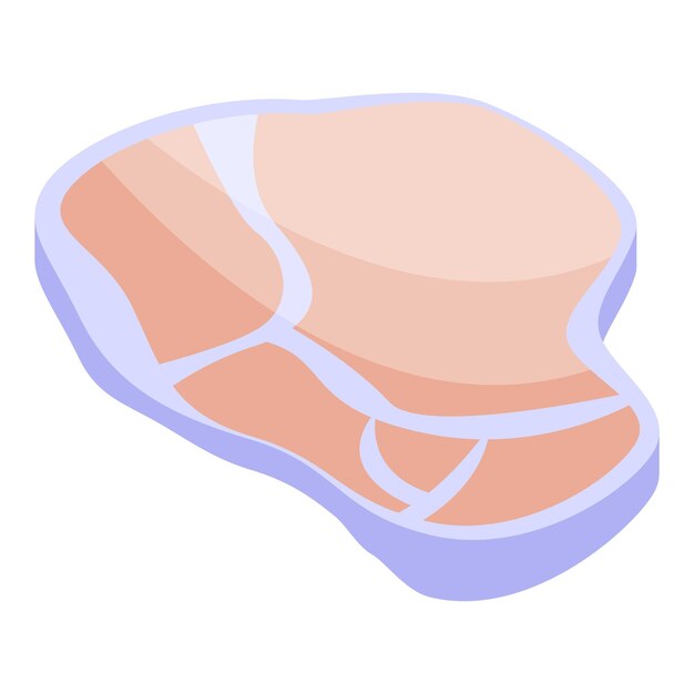 Icono de carne cruda vector isométrico Mineral hierro Zn nutrición