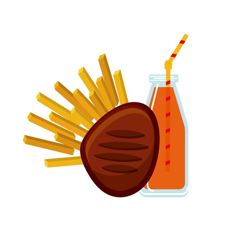 Vector icono de carne y papas fritas