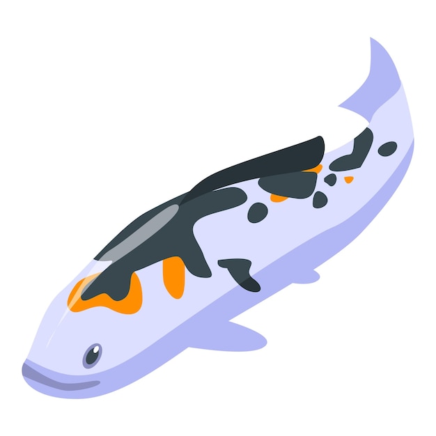Icono de carpa koi de color salpicadura Isométrica de icono de vector de carpa koi de color salpicadura para diseño web aislado sobre fondo blanco
