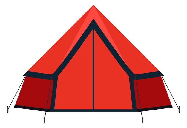 Icono de carpa roja refugio de viaje de recreación salvaje aislado sobre fondo blanco