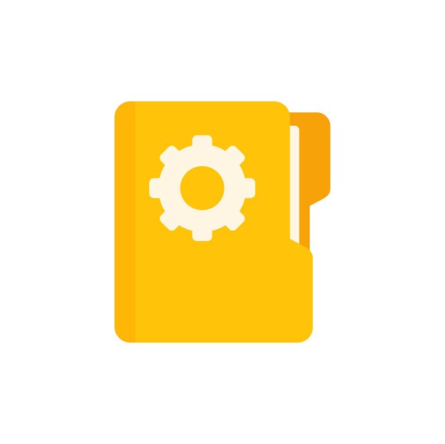Icono de carpeta amarillo que muestra una rueda dentada en funcionamiento que simboliza la gestión del proyecto