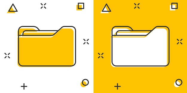 Icono de carpeta de archivo en estilo cómic Ilustración de dibujos animados de vector de archivo de documentos sobre fondo blanco aislado Concepto de negocio de efecto de salpicadura de almacenamiento