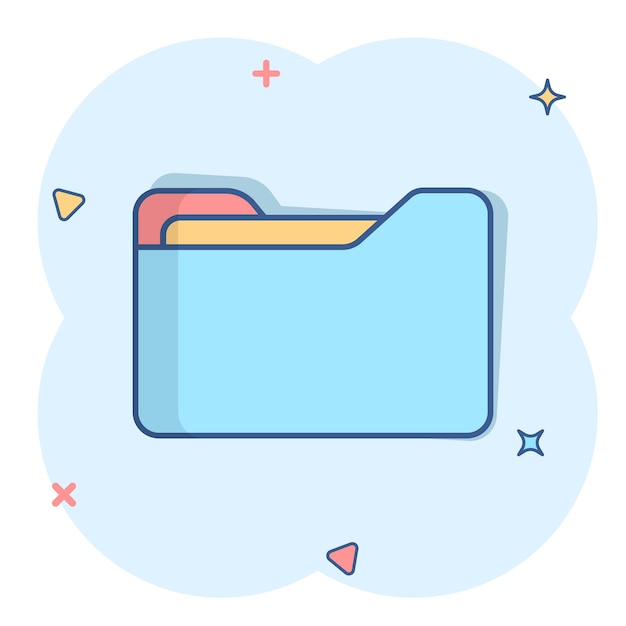 Icono de carpeta de archivos en estilo cómico Documentos archivo vector ilustración de dibujos animados sobre fondo blanco aislado Concepto de negocio de efecto de salpicadura de almacenamiento