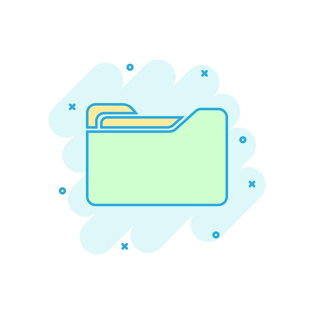 Icono de carpeta de archivos en estilo cómico Documentos archivo vector ilustración de dibujos animados sobre fondo blanco aislado Concepto de negocio de efecto de salpicadura de almacenamiento