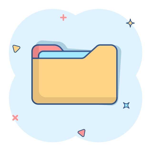 Icono de carpeta de archivos en estilo cómico Documentos archivo vector ilustración de dibujos animados sobre fondo blanco aislado Concepto de negocio de efecto de salpicadura de almacenamiento