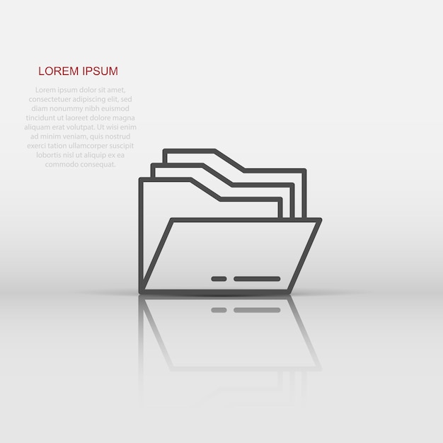 Icono de carpeta de archivos en estilo plano Ilustración de vector de archivo de documentos sobre fondo aislado Concepto de negocio de almacenamiento