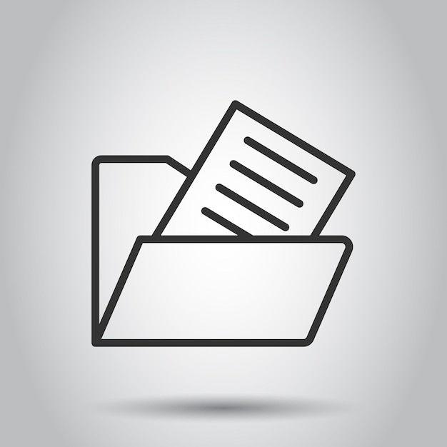 Icono de carpeta de archivos en estilo plano Ilustración de vector de archivo de documentos sobre fondo aislado Concepto de negocio de almacenamiento