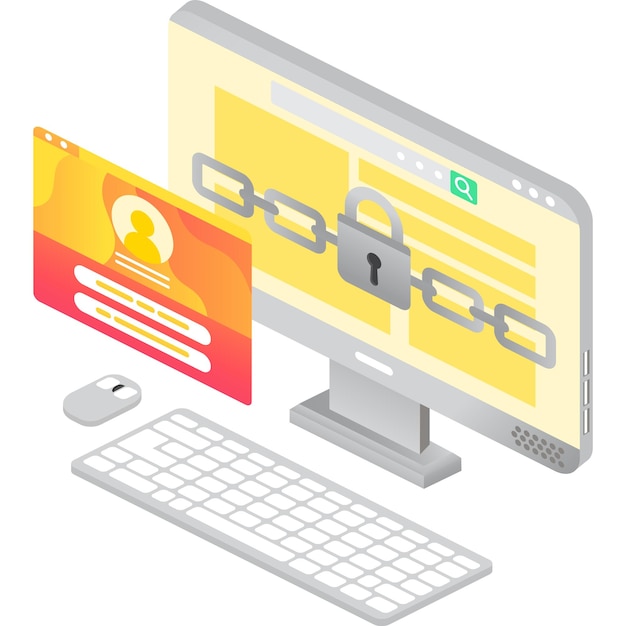 Icono de carpeta de archivos protegidos Vector isométrico 3d Seguridad de la información informática con protección de bloqueo y contraseña de clave segura personal para acceder