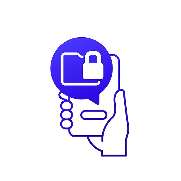 icono de carpeta bloqueado con un teléfono en la mano