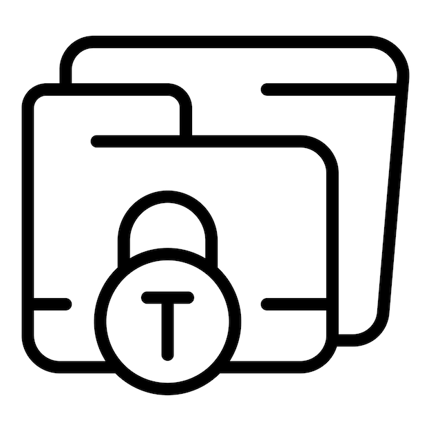 Icono de carpeta de datos esquema vector cyber clave bloqueo del sistema