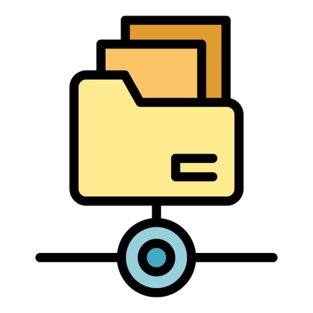 Icono de carpeta de datos grandes Contorno Icono de vector de carpeta de datos grandes para diseño web aislado en color de fondo blanco plano
