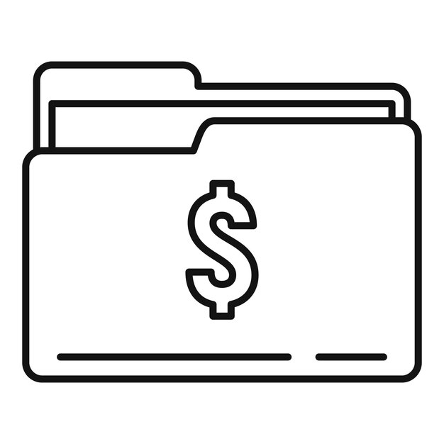 Icono de carpeta de dinero Icono de vector de carpeta de dinero de esquema para diseño web aislado sobre fondo blanco