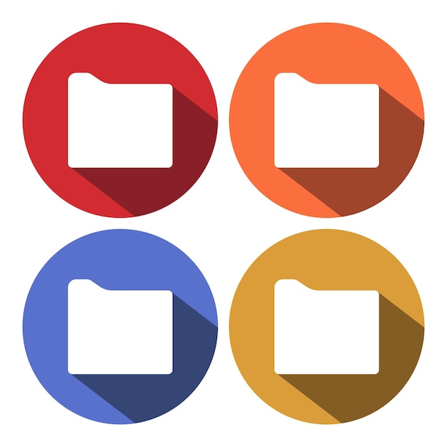 Icono de carpeta con diseño plano de sombra larga Ilustración vectorial