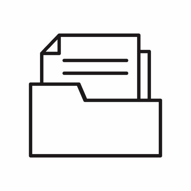 Vector icono de carpeta de documento con estilo de esquema