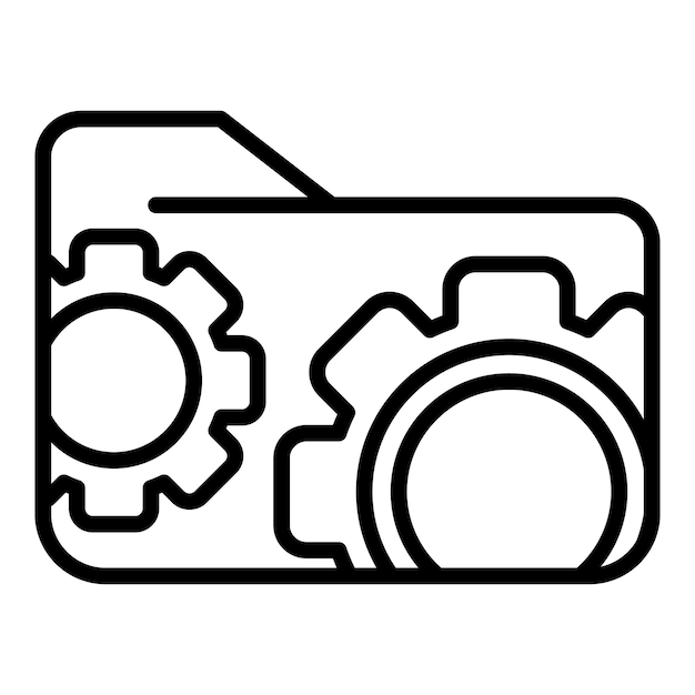 Icono de carpeta de engranajes Icono de vector de carpeta de engranajes de contorno para diseño web aislado sobre fondo blanco