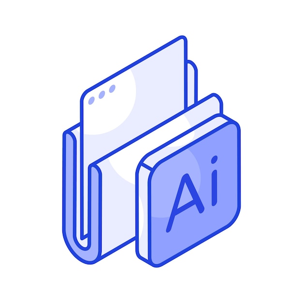 Icono de carpeta de inteligencia artificial en estilo isométrico listo para su uso