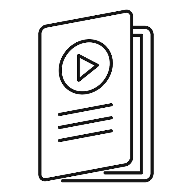 Icono de carpeta de lección de video Icono de vector de carpeta de lección de video de esquema para diseño web aislado sobre fondo blanco