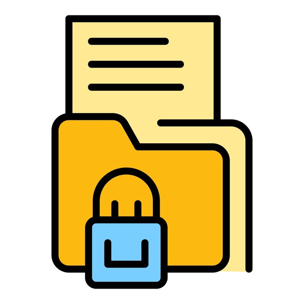 Icono de carpeta de privacidad vector de contorno Datos confidenciales Proteger el color del archivo plano