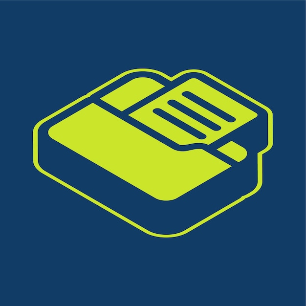 Icono de carpeta vectorial retroisométrico verde con fondo editable