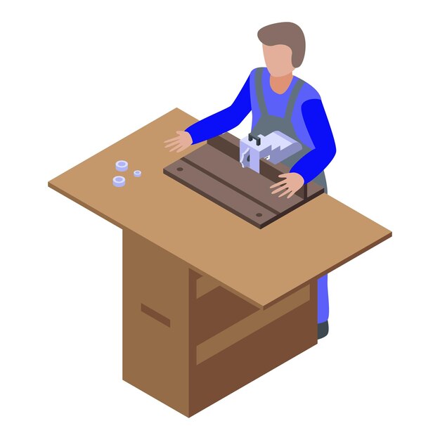 Icono de carpintero de trabajo Isométrico de icono de vector de carpintero de trabajo para diseño web aislado sobre fondo blanco