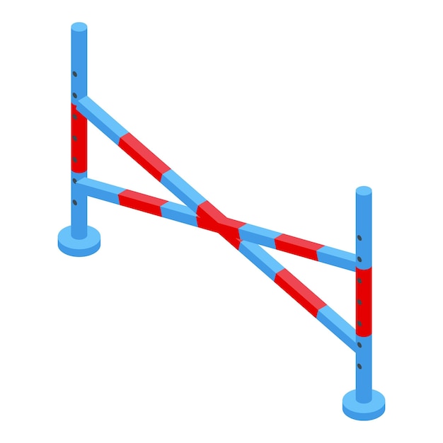 Icono de carrera de barrera vector isométrico Hipódromo caballo Jockey deporte