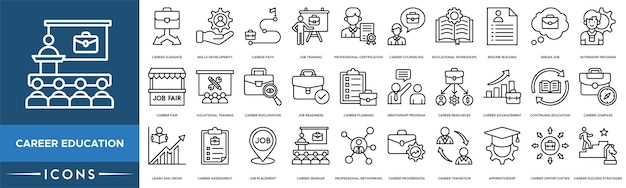 Icono de carrera Educación Orientación profesional Desarrollo de habilidades Carrera Formación laboral