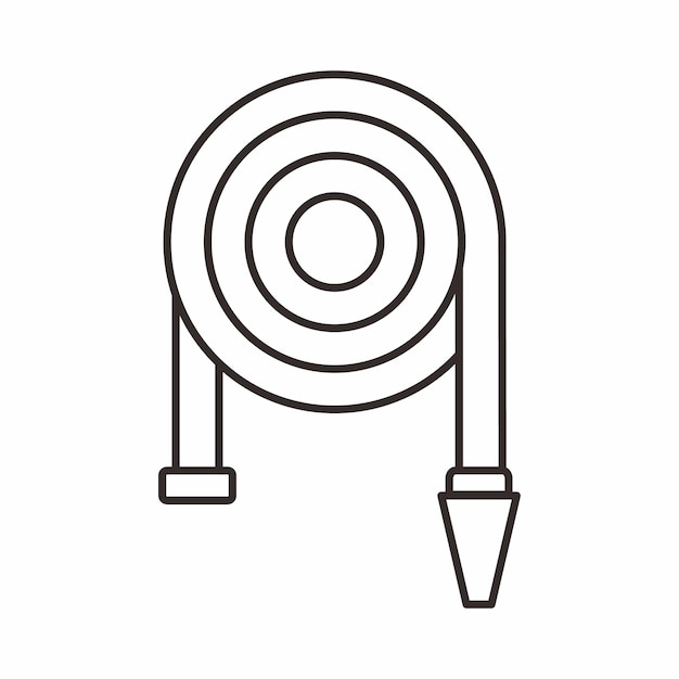 icono de carrete de manguera de incendio con estilo de contorno