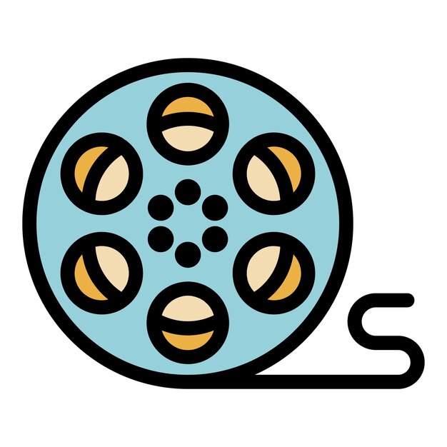 Icono del carrete de la película contorno del carrete del filme icono vectorial el color es plano y aislado